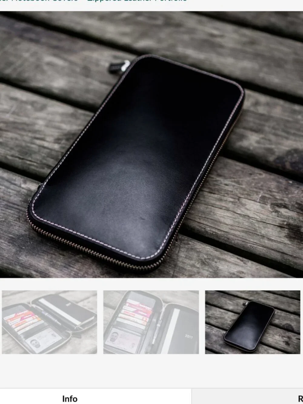 Galen Leather Co. Black Leather Zipper Wallet